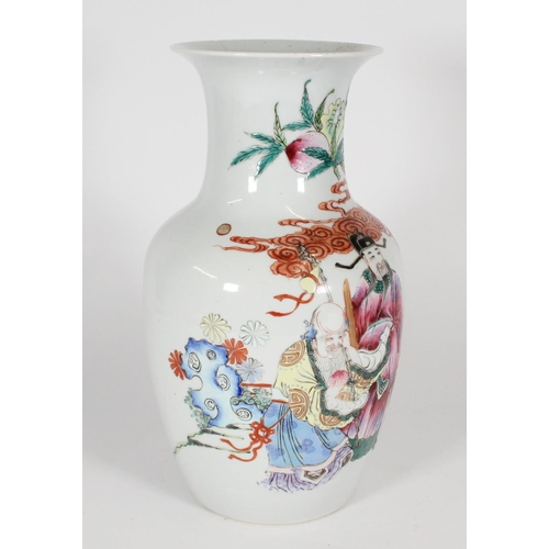 373 - Chinese Famille Rose porcelain baluster vase, the flared rim leading to a body decorated with immort... 