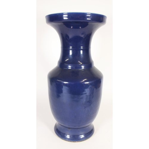 417 - Chinese large Yongzheng type Sacrificial blue glaze vase, H49cm.