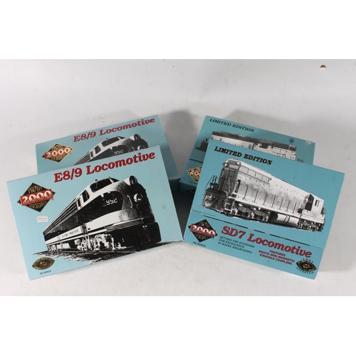 1011 - HO gauge model railway, four Proto 2000 Series locomotives to include GP7 Pennsylvania 8508 black, S... 