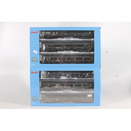 1058 - HO gauge model railways, Jouef two coach packs to include HJ4163 CIWL Train Bleu 1289, 3499 and 3496... 