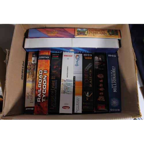 1421 - Two boxes containing PC games to include Monkey Island 1,2, Duke Nukem, Heroes of Mighty Magic Compe... 