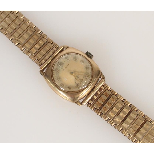 182 - Gents 9ct gold cased Helvetia wristwatch, the champagne coloured dial with Arabic numerals and subsi... 