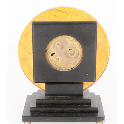 286 - French Art Deco eight day bakelite clock, c1920s, the dial signed Luc 8 jours, the black square fram... 