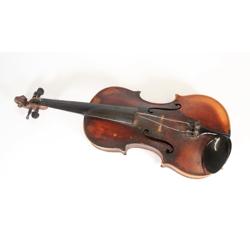 295 - Scottish violin with single piece back in fitted case, interior lable for David Murray of Gorebridge... 