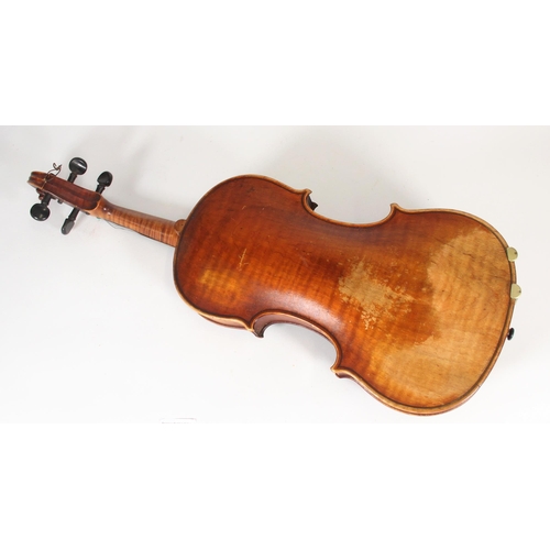 295 - Scottish violin with single piece back in fitted case, interior lable for David Murray of Gorebridge... 