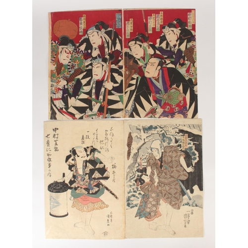 418 - Japanese woodblock prints of Kabuki artists, samurai and Ukiyo-e, including works after Utagawa Kuni... 