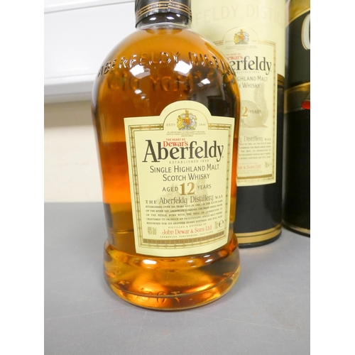 18 - Aberfeldy 12 years old Highland single malt scotch whisky, 70cl, 40% vol, with Glenfiddich 1991 spec... 