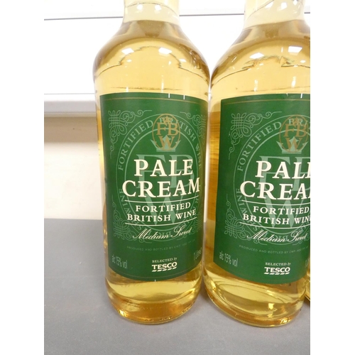 35 - Three 1L bottles of Tesco Pale Cream fortified British wine 15% ABV. (3)