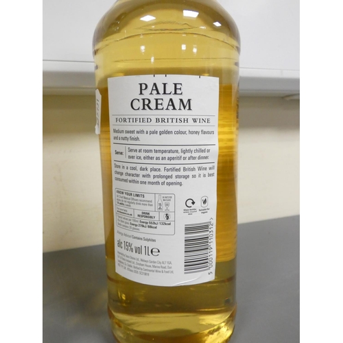 35 - Three 1L bottles of Tesco Pale Cream fortified British wine 15% ABV. (3)