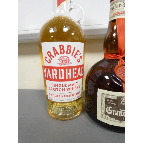 36 - Crabbie's Yardhead single malt scotch whisky 70cl 40% vol, Drambuie whisky liqueur 1L 40% ABV, Grand... 