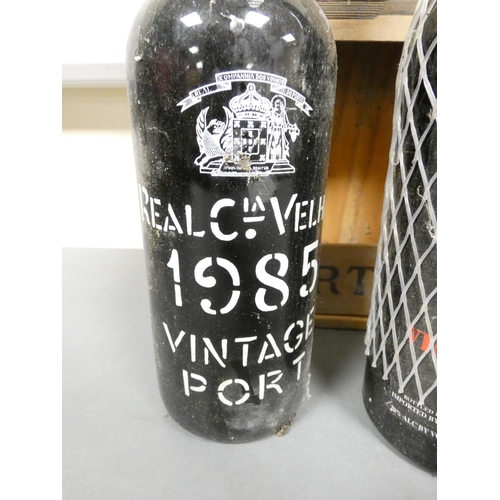 40 - Three bottles of vintage port comprising of Real Companhia Velha 1985 75cl 21% ABV, a 1985 Borges Op... 