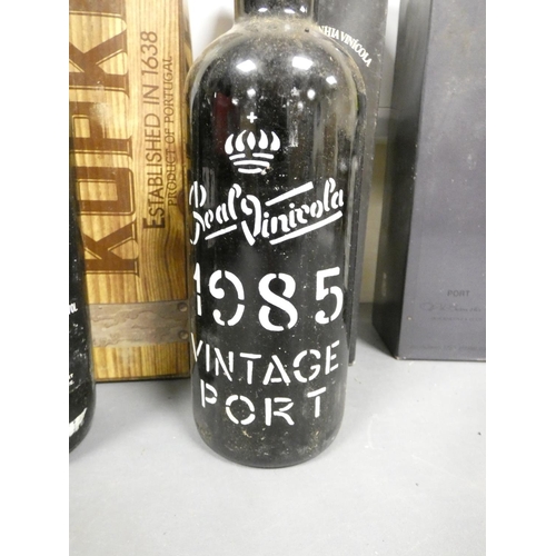 41 - Four bottles of vintage port comprising of Kopke St Luiz 1985 75cl 20% ABV, Real Vinicola 1985 75cl ... 