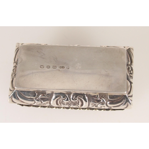 72 - Antique Victorian silver snuff box of sarcophagus form decorated with repoussé and chased C s... 