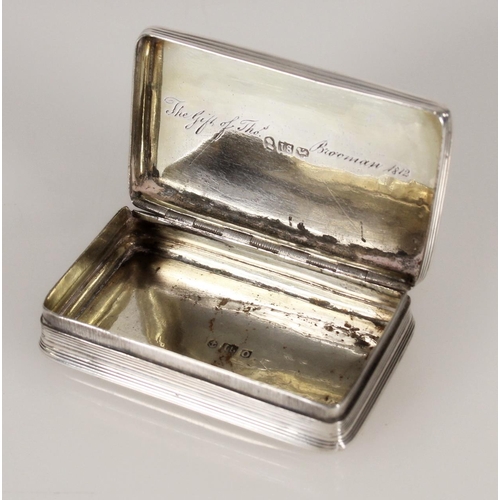 77 - Antique George III silver snuff box of rectangular shape having rounded corners, the interior engrav... 