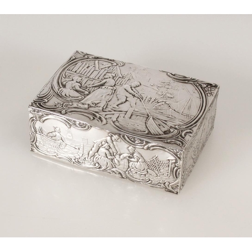 79 - Antique Victorian silver hinge top box, five of the six faces of the box are decorated with scenes f... 