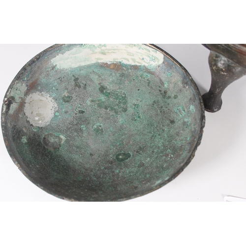 327 - Chinese Archaic style bronze food vessel, with square handles, the round body and domed lid raised o... 