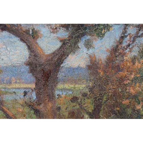 239 - MANNER OF JAMES CHRISTIE PROWETT (SCOTTISH 1865-1946) Figures in the trees Oil painting on board, un... 