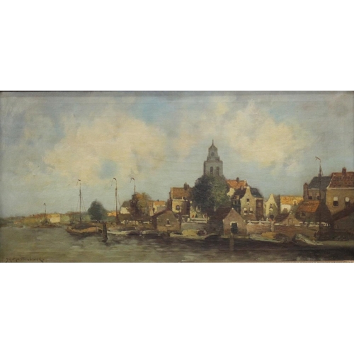 243 - JOHAN HENDRIK VAN MASTENBROEK (Dutch 1875-1945) Dutch village scene Oil painting on canvas, signed l... 