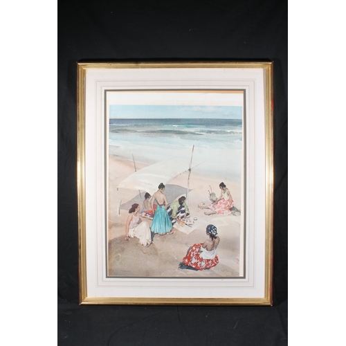 254 - SIR WILLIAM RUSSELL FLINT RA PRWS RSW (British 1880-1969) Picnic on the Beach, print, pencil signed ... 