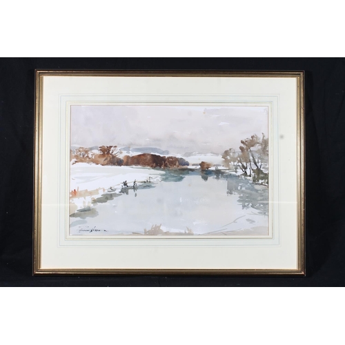 265 - EDWARD WESSON RI (1910-1983) *ARR* Winter landscape Watercolour painting, signed lower left, 32cm x ... 