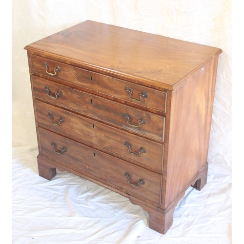 430 - Victorian mahogany graduated chest of four drawers each with brass handles, raised on bracket suppor... 