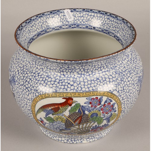 9 - Large William Adams bowl, blue and white Chinese style with colour detail, 20cm h