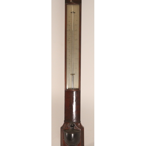 281 - H. Gardner and Co. of Glasgow mahogany stick barometer, early 19th century, the swan neck pediment o... 