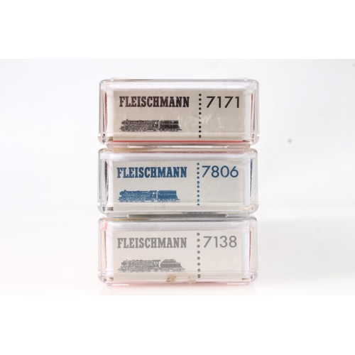 1103 - N Gauge model railways, Fleischmann of Germany Piccolo locomotives to include: 7806 4-6-2 tender loc... 