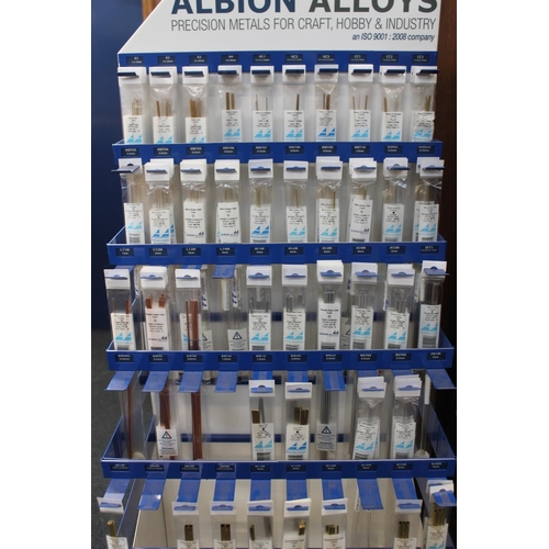 1109 - Albion Alloys Precision Metals for Craft, Hobby & Industry, a shop display stand holding around ... 