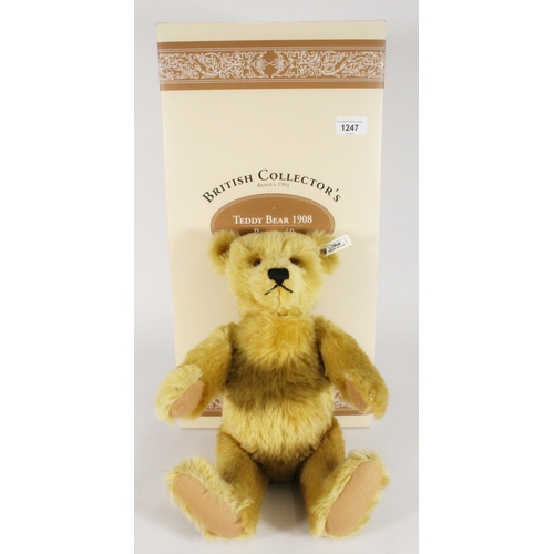 1247 - Steiff 406072 British Collectors Replica 1994 Teddy Bear 1908 Blond 40, limited edition number 744 o... 