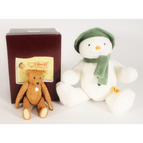 1249 - Steiff 690181 Snowman 32cm tall, no box, and Steiff A1667 1905 Red Bear & 1927 Record Teddy Pewt... 