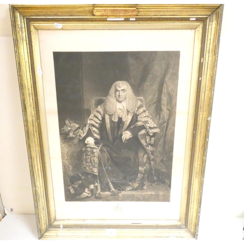 2 - Large gilt frame print of John Scott, Earl of Eldon, Lord Chancellor. 70cm x 50cm