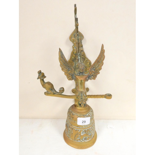 29 - Brass Monastery type Bell Vintage Wall Mounted Qui Me Tangit