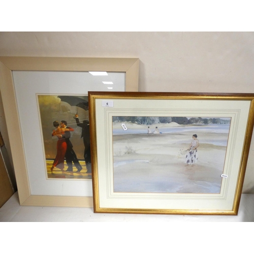 6 - William Russell Flint print and Jack Vettriano print.