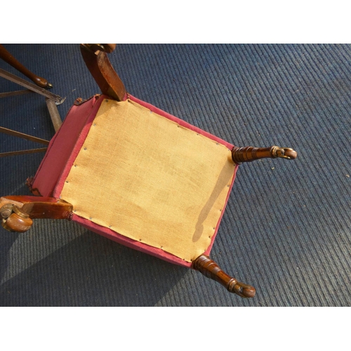 69 - Small, antique button back nursing chair.