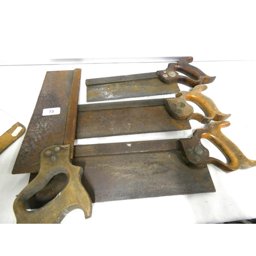 73 - Four vintage tenon saws.