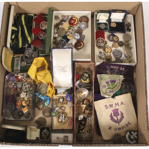 1881 - Large collection of Boy Scouts, Girl Guides and other related badges to include silver plume badges,... 