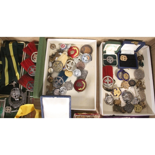 1881 - Large collection of Boy Scouts, Girl Guides and other related badges to include silver plume badges,... 