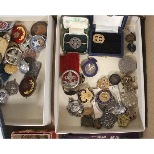 1881 - Large collection of Boy Scouts, Girl Guides and other related badges to include silver plume badges,... 