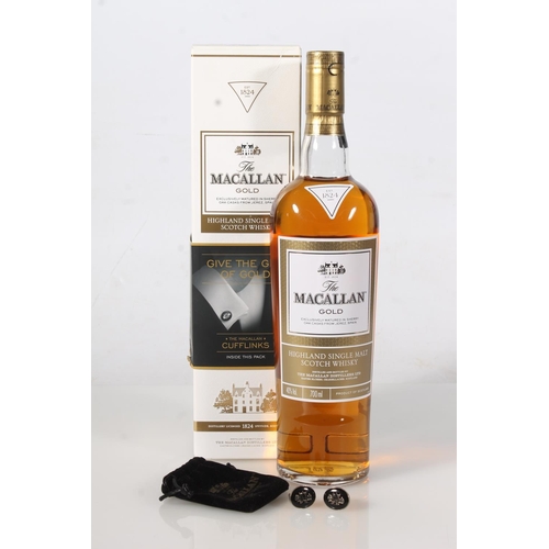 1451 - THE MACALLAN Gold Highland single malt Scotch whisky 70cl 40% abv. gift set with pair of cufflinks, ... 