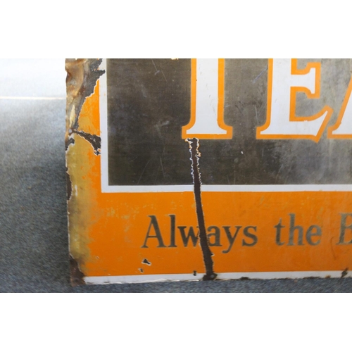 1462 - Vintage enamelled metal advert sign for Lyons Tea, 153cm x 102cm.