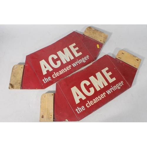 1466 - Five vintage shop counter top cardboard advertisement signs for Acme 'The Cleanser Wringer' x2, Rose... 