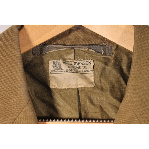 1841 - British Army uniform, five khaki green jackets to include:

Jacket with William Anderson and Son Ltd... 