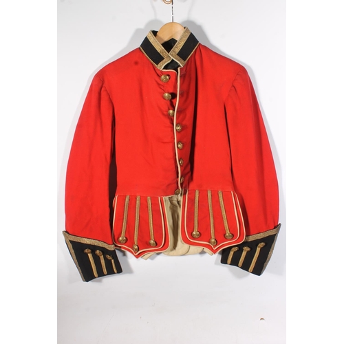 1847 - British Army uniform, five scarlet red doublet jackets to include:

Jacket with bullion wire chevron... 