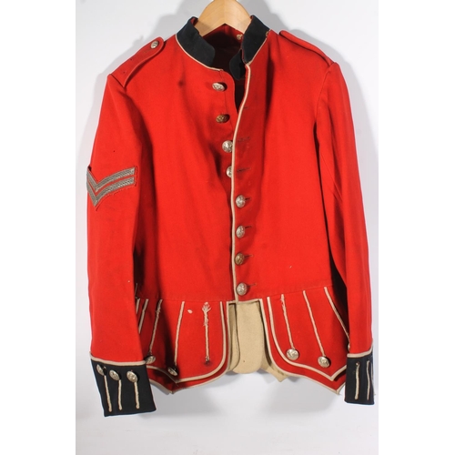 1847 - British Army uniform, five scarlet red doublet jackets to include:

Jacket with bullion wire chevron... 