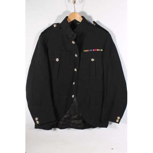 1853 - British Army uniform, eight jackets to include:

Black cloth jacket with KOSB staybrite style button... 