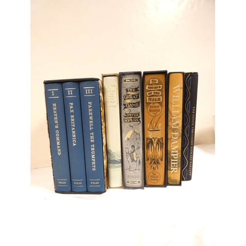 235 - FOLIO SOCIETY.  James Morris, Pax Britannica, 3 vols. in slip case; also 5 others in slip ... 