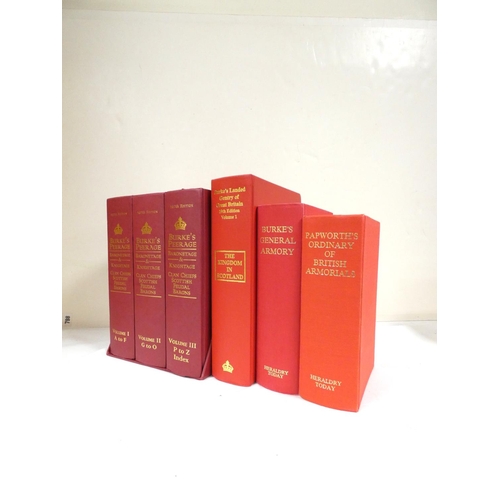 251 - BURKE.  Peerage, Baronetage & Knightage. 3 quarto vols. in a shelf case. 107th ed.; al... 