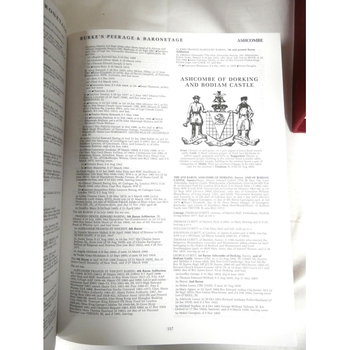 251 - BURKE.  Peerage, Baronetage & Knightage. 3 quarto vols. in a shelf case. 107th ed.; al... 