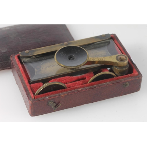 1467 - Optical device engraved 'Invented by M Pillischer Optician London No119' held in fitted case with tw... 